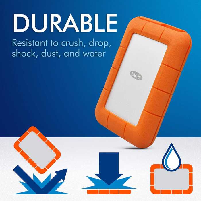 LaCie Rugged Mini 2TB Portable HDD with durability description